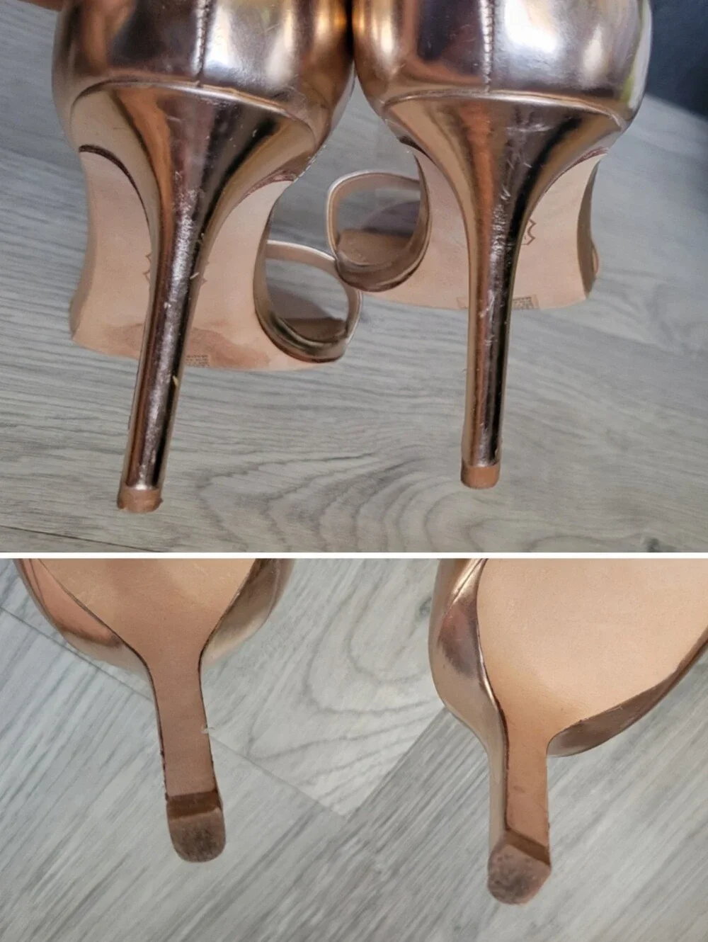 Tory Burch Ellie Ankle-Strap Sandle Heel 85mm Mirror Metallic Spark Rose Gold, 9
